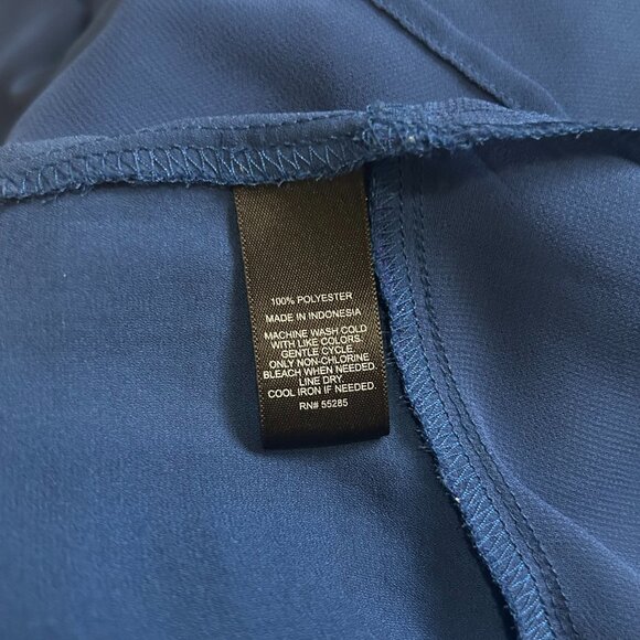 Express Portofino Style 3/4 Sleeve V-neck Chiffon Blouse, Blue, Large - Picture 6 of 6